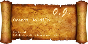 Orendt Jolán névjegykártya